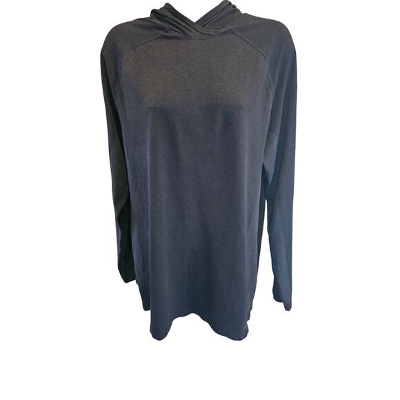 Fabletics large L black performance lightweight hooded pullover active running - Picture 1 of 7